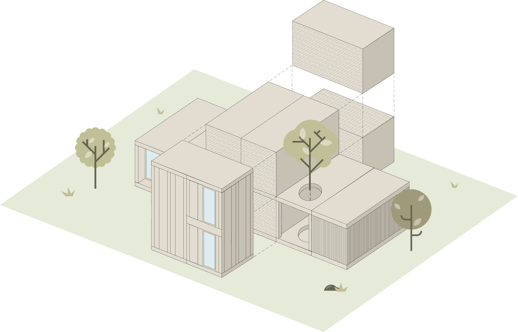 Визуализация жилого модуля на 4 человека