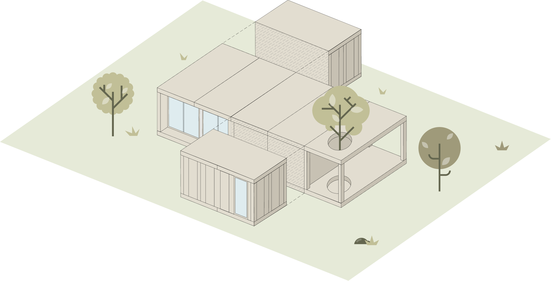 Визуализация жилого модуля на 3 человека